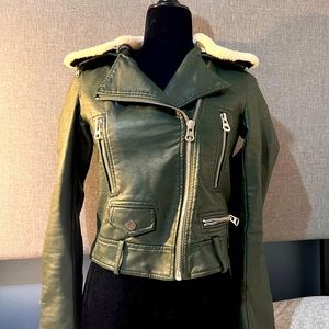 ZARA Vegan Faux Jacket Khaki-Olive Green